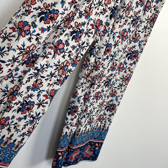 Loft Beach short cap drawstring sleeve V neck elastic waist floral jumpsuit XXS - Picture 3 of 11